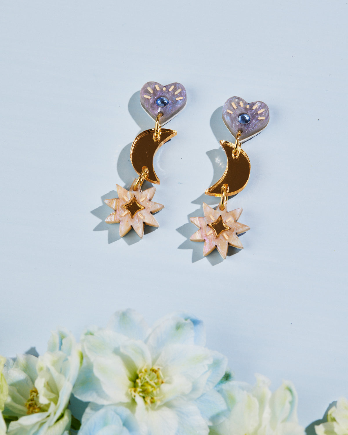 Mia Earrings - Gold / Grey