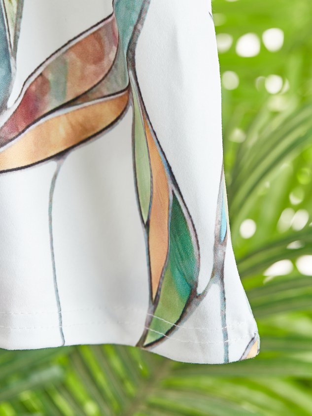 Print Lässig Karree-Ausschnitt Kurzarm Kleid