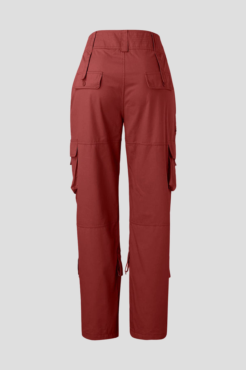 Low Waist Pocket Side Zip Decor Straight Cargo Pants