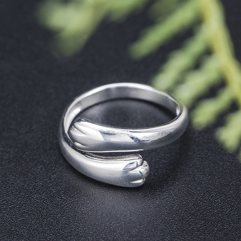 Cute Cat Paw Silver Ring