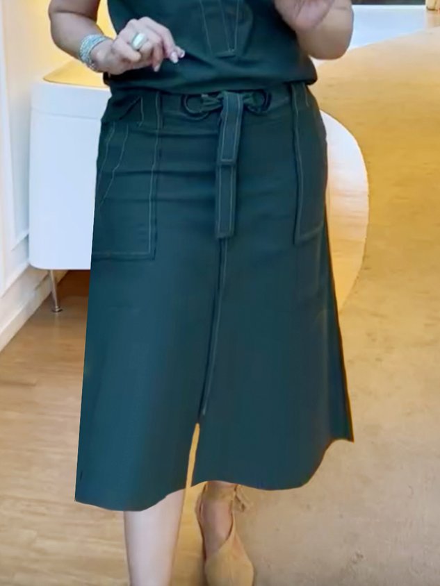 Plain Casual Regular Fit Regular Size Skirt