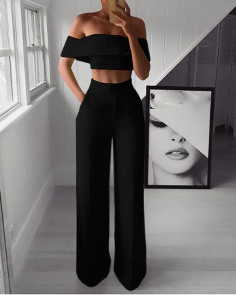 Two-piece wide-leg pants