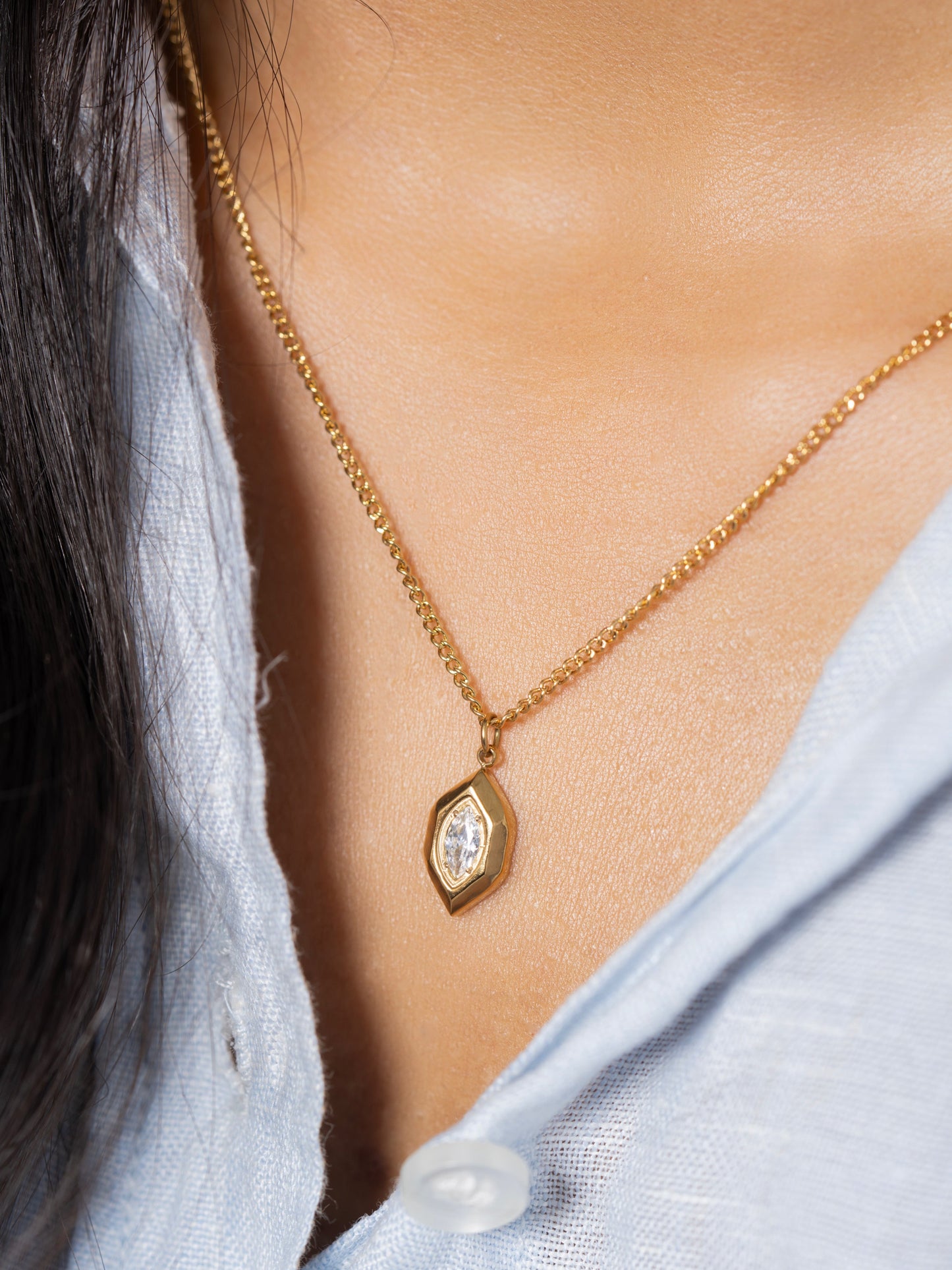 Hexagon Necklace- 18K Gold Plated