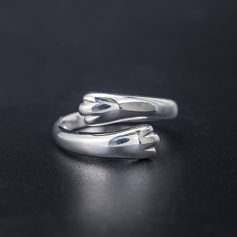 Cute Cat Paw Silver Ring