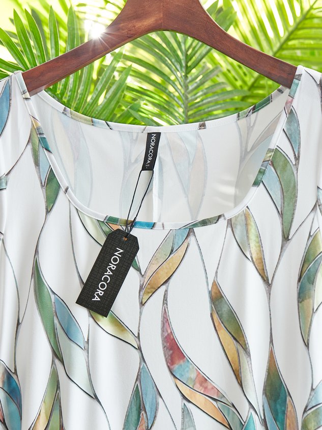 Print Lässig Karree-Ausschnitt Kurzarm Kleid