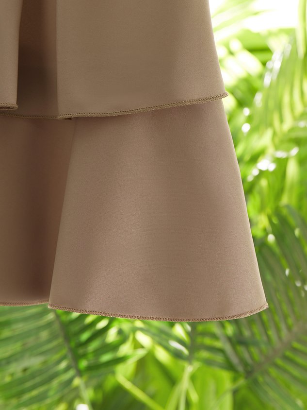 Unifarben U-Ausschnitt Ärmellos Gewebe Kleid