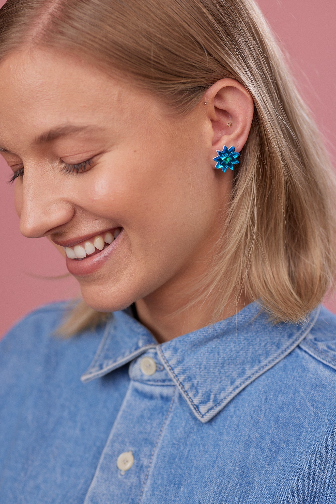Crystal Star Studs - Blue / Green