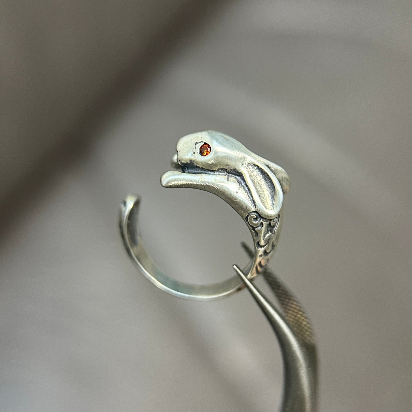 Moonlit Rabbit Ring: Grace in Every Leap