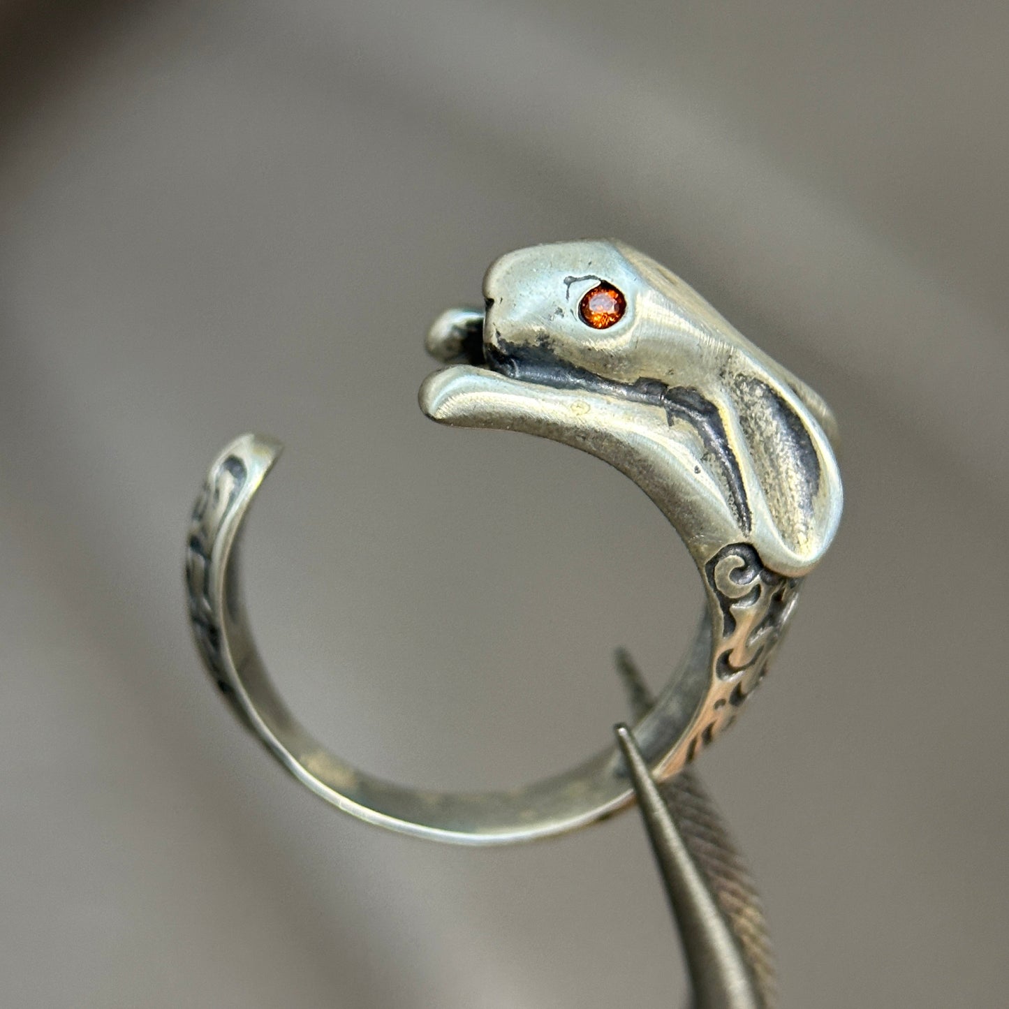 Moonlit Rabbit Ring: Grace in Every Leap