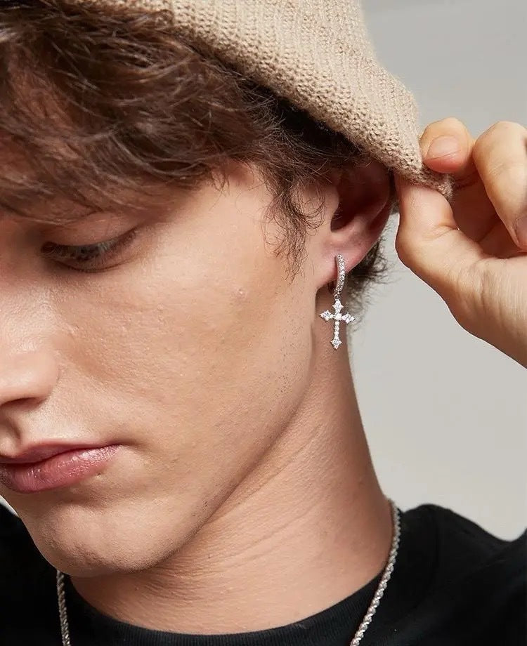 Diamond cross earrings