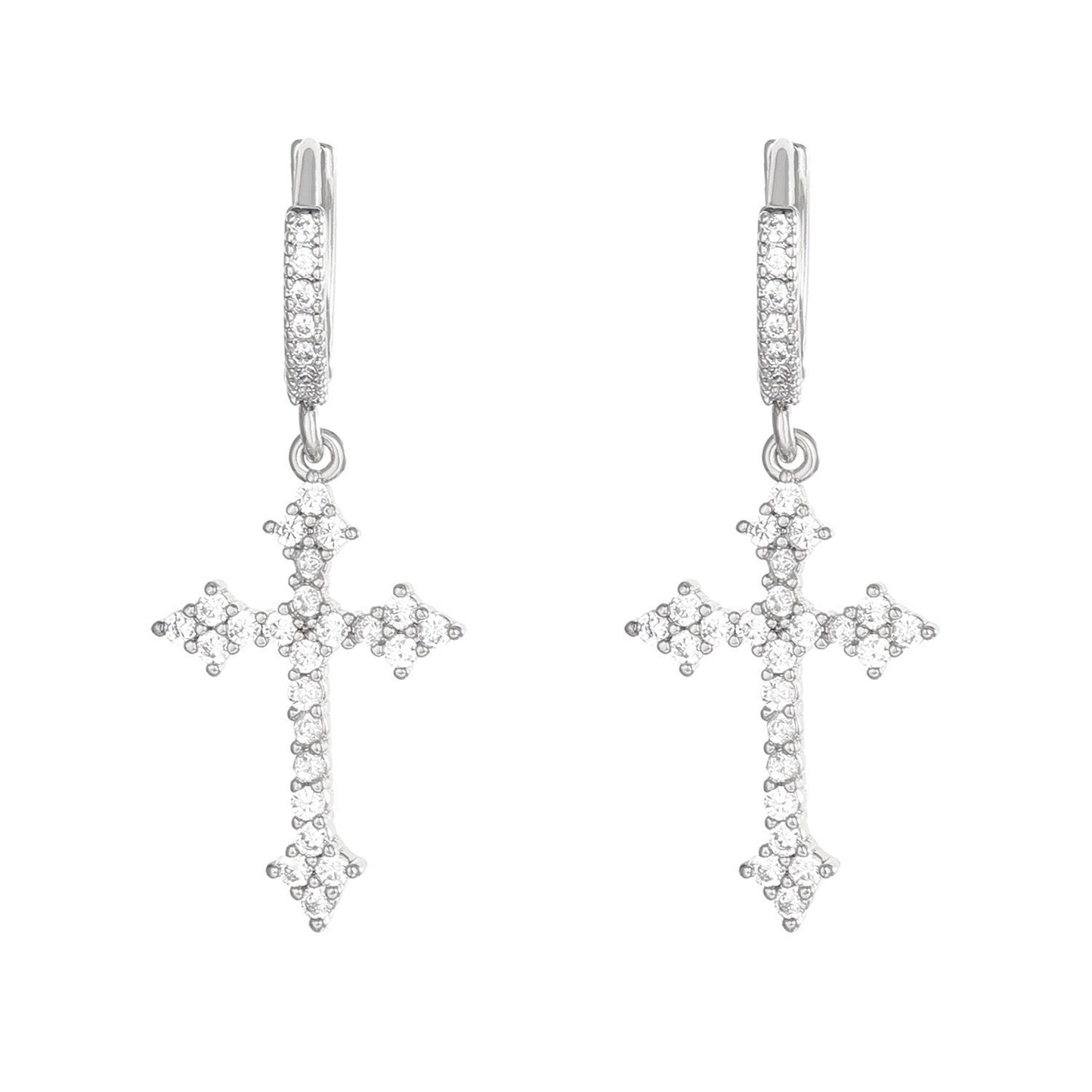 Diamond cross earrings