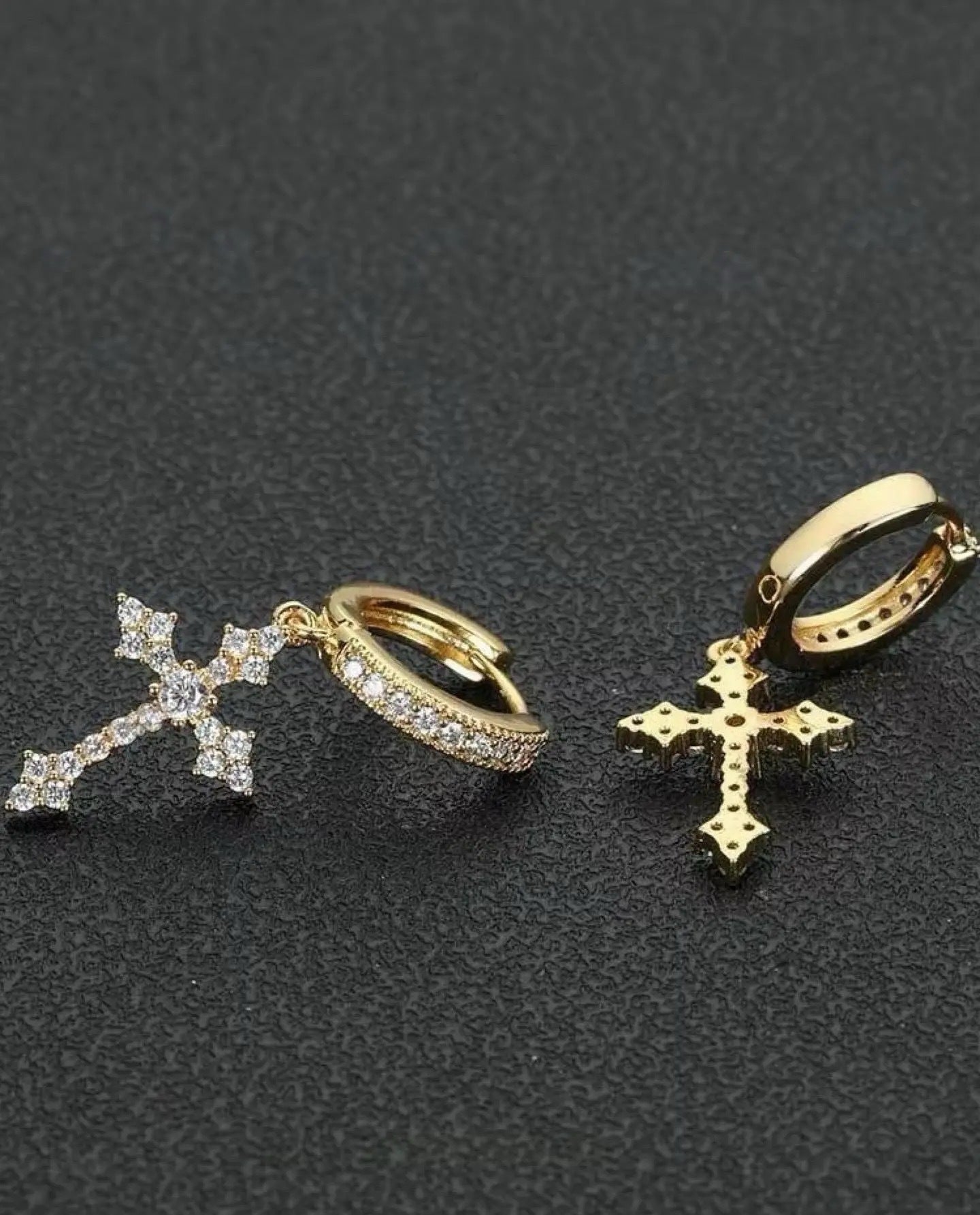 Diamond cross earrings