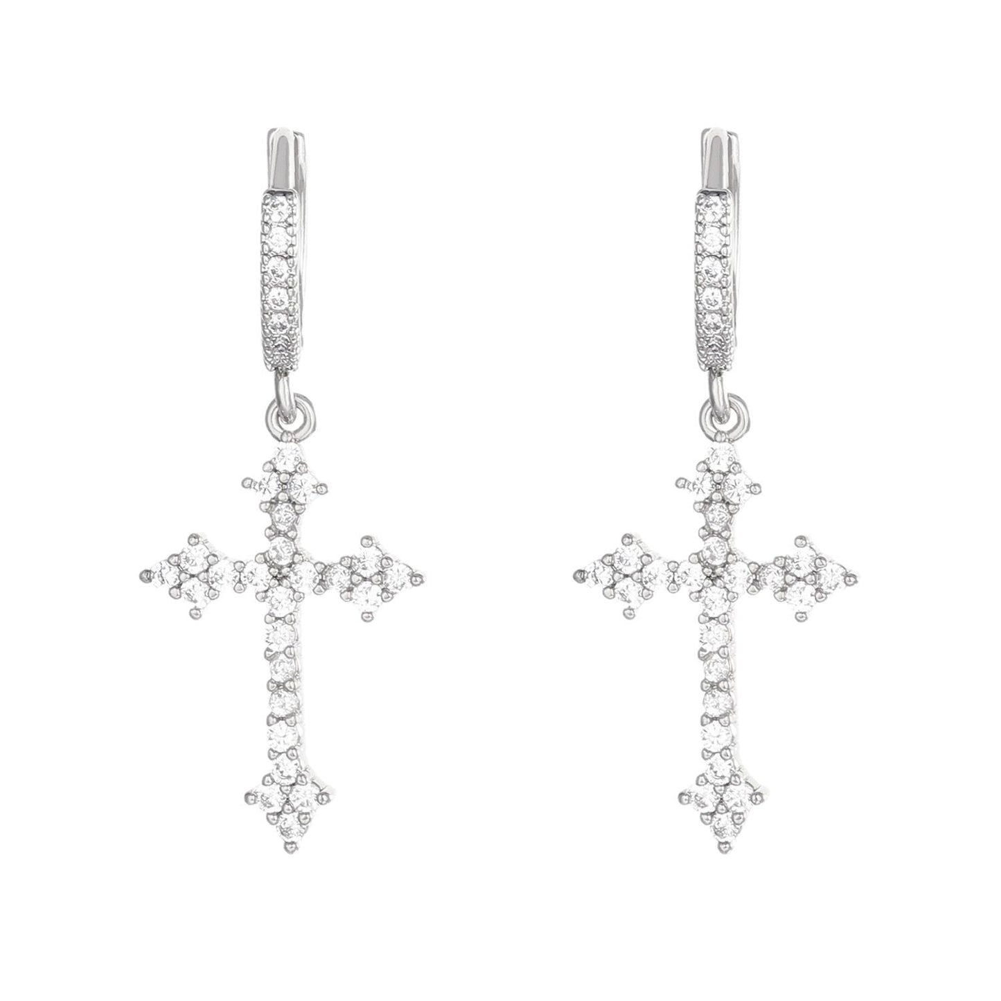 Diamond cross earrings