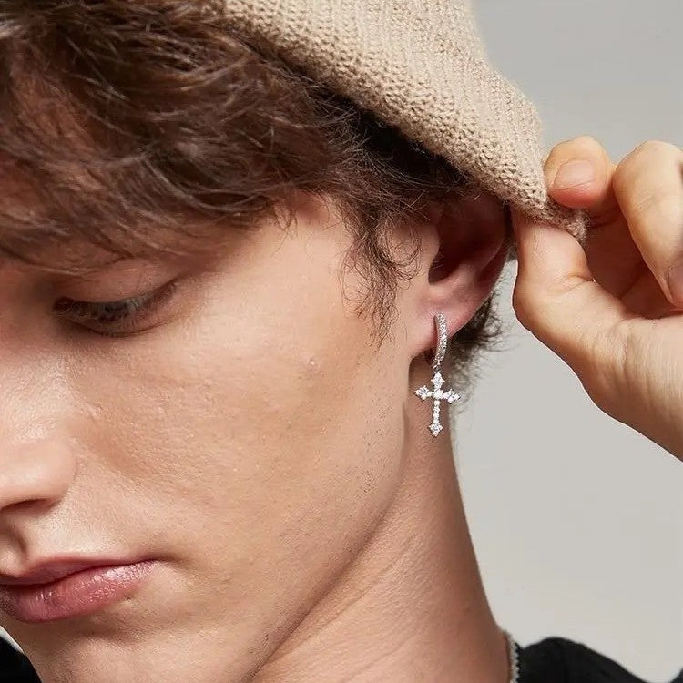 Diamond cross earrings