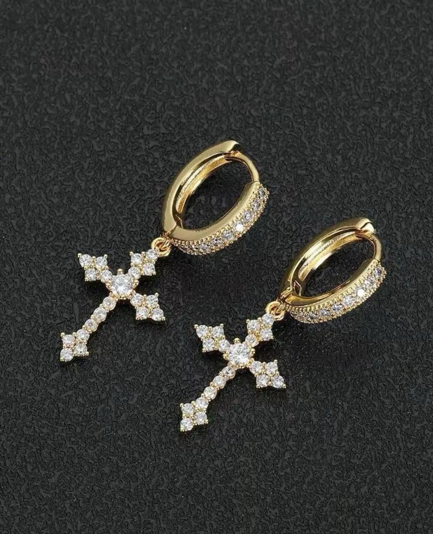 Diamond cross earrings