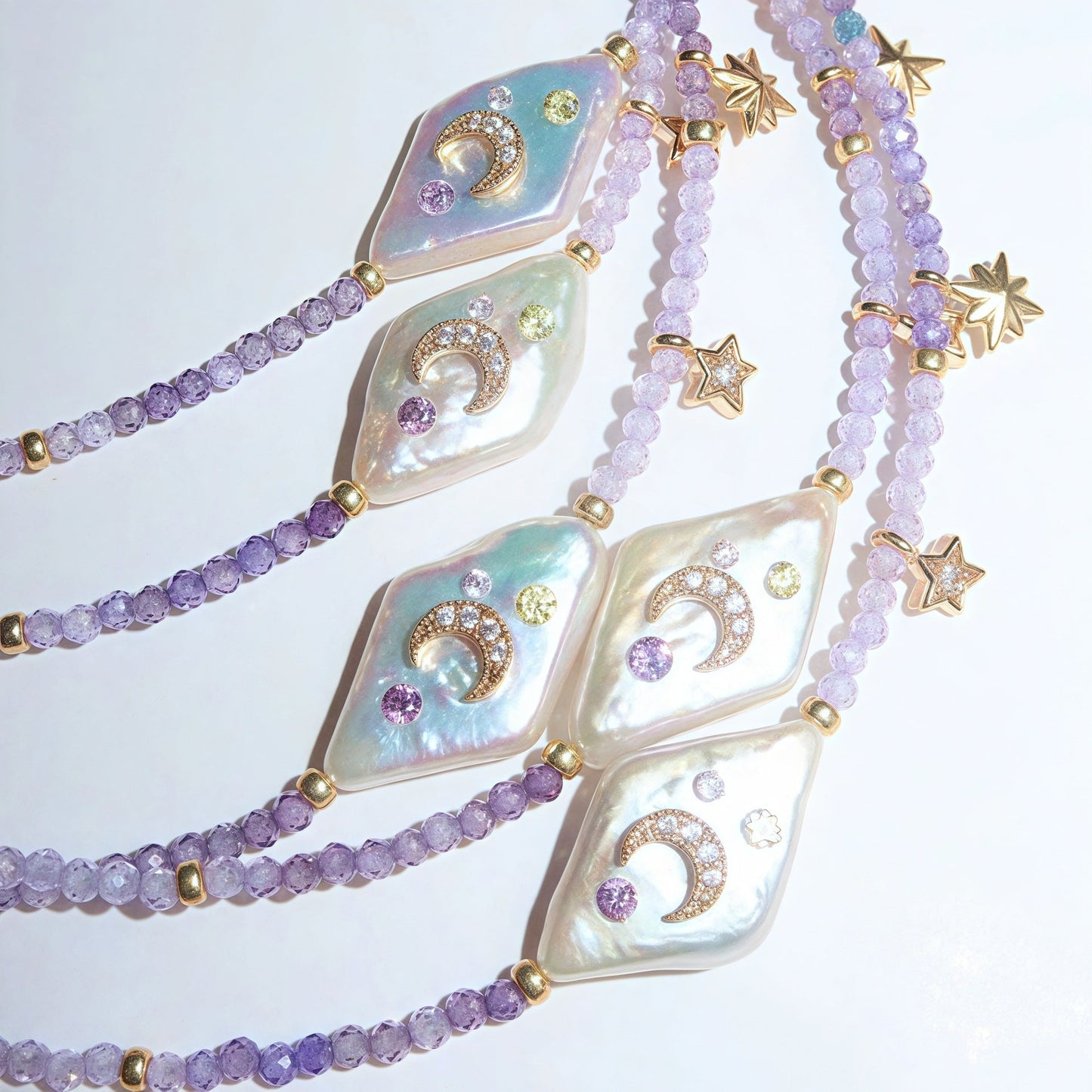 Baroque Moon Star Purple Necklace