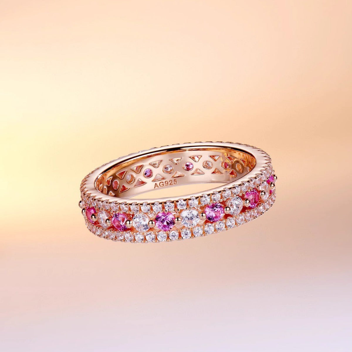 Pink colored diamond ring