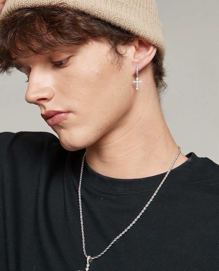 Diamond cross earrings