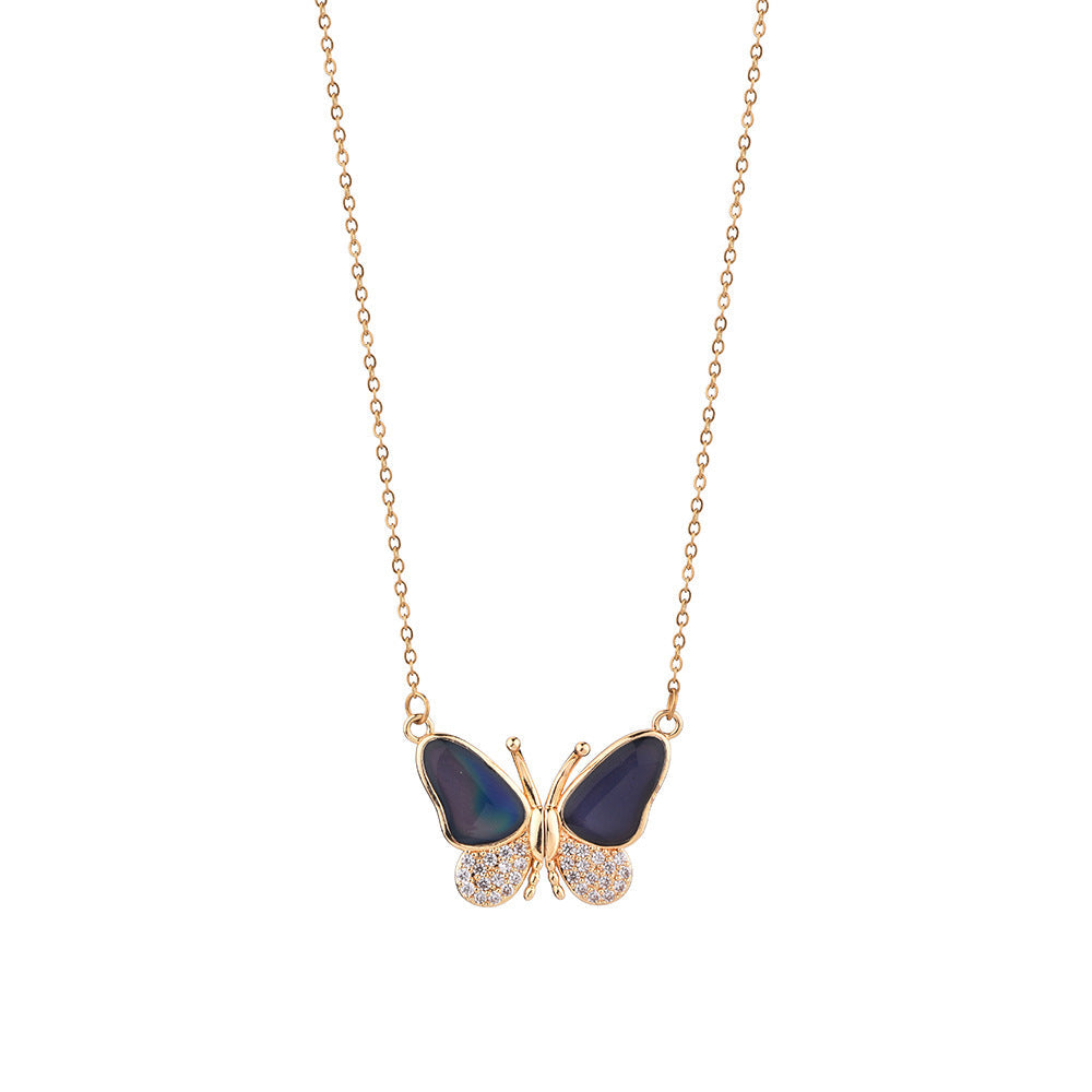 Temperature-changing color butterfly magnetic necklace