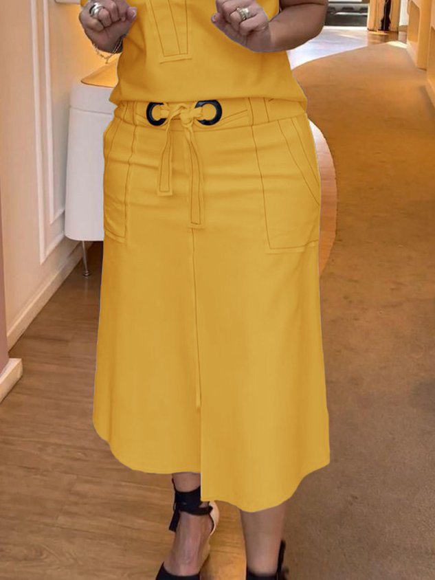 Plain Casual Regular Fit Regular Size Skirt