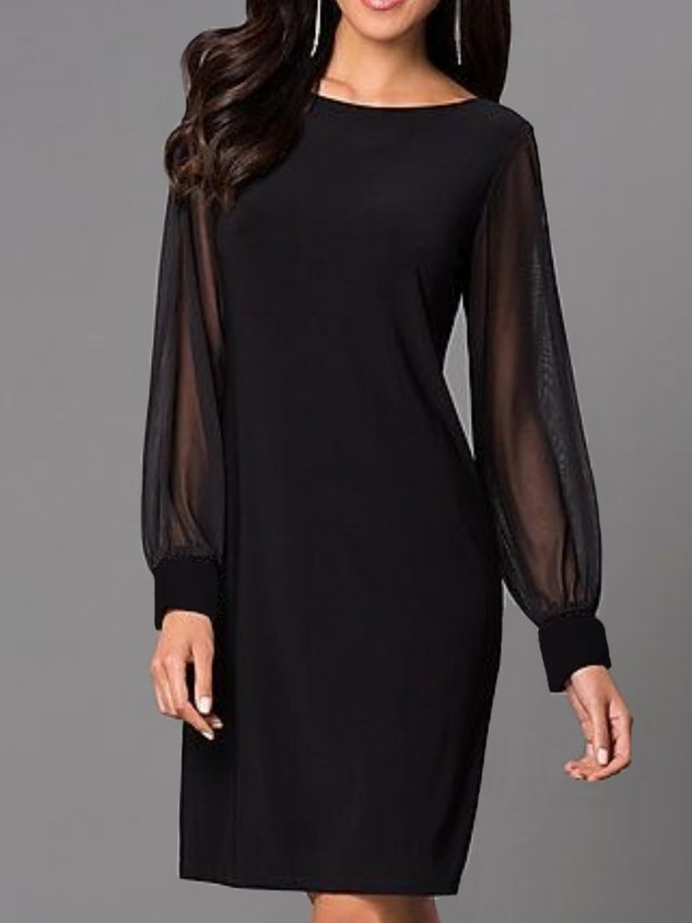 Party Langarm Rundhals Kleid