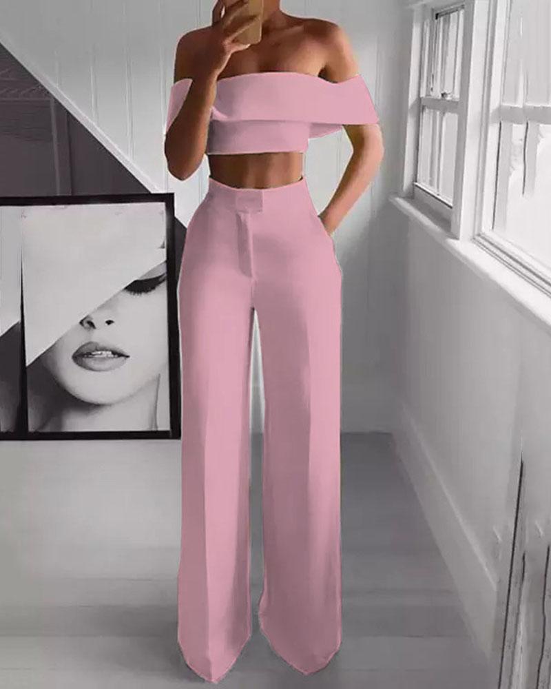 Two-piece wide-leg pants