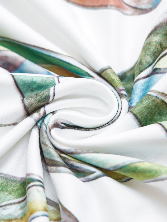 Print Lässig Karree-Ausschnitt Kurzarm Kleid