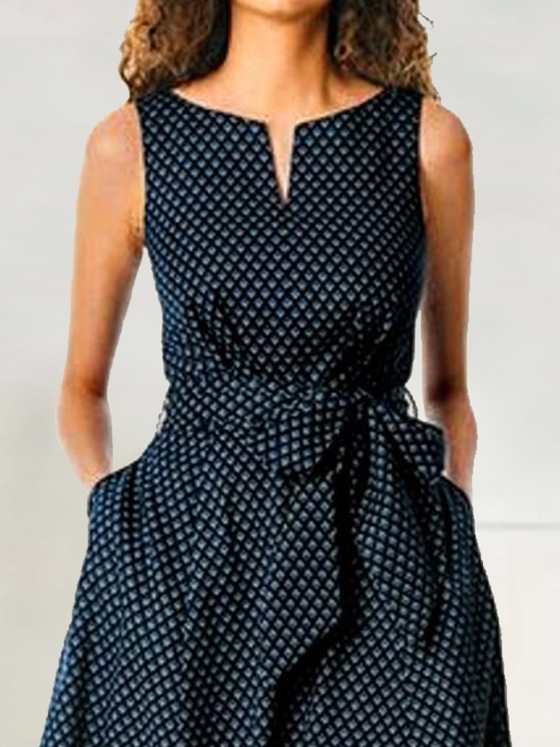 Plaid Elegant Loose Ruched Dress With Belt