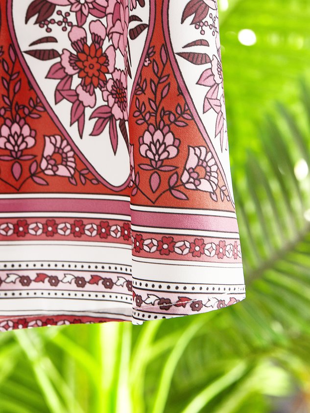 5 Farben Sommer Bohemien Stil V-Ausschnitt Sexy Print Weberei Kleid