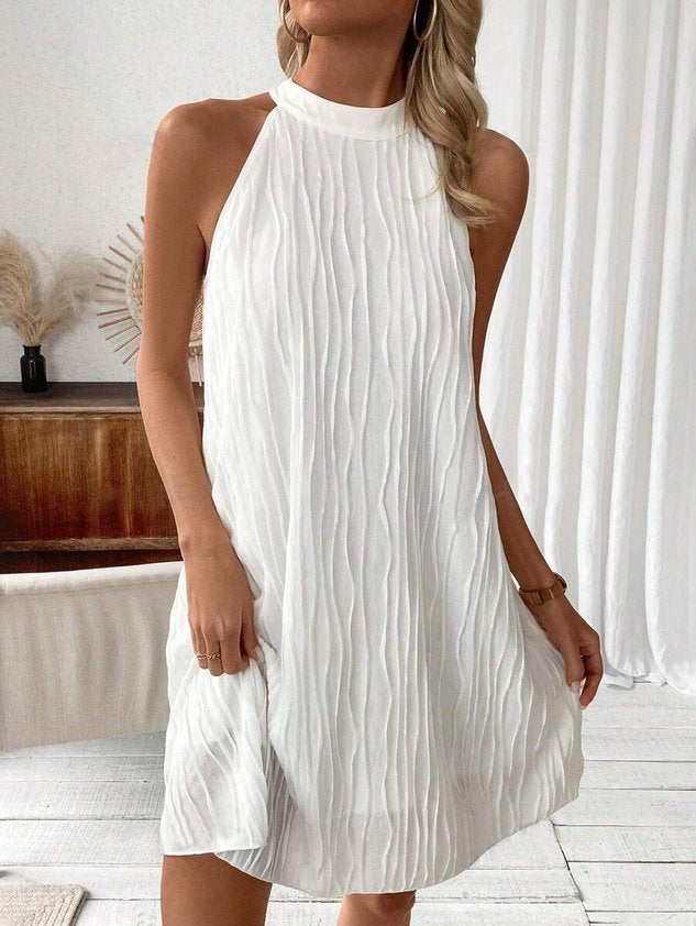 Plain Elegant Halter Loose Dress With No