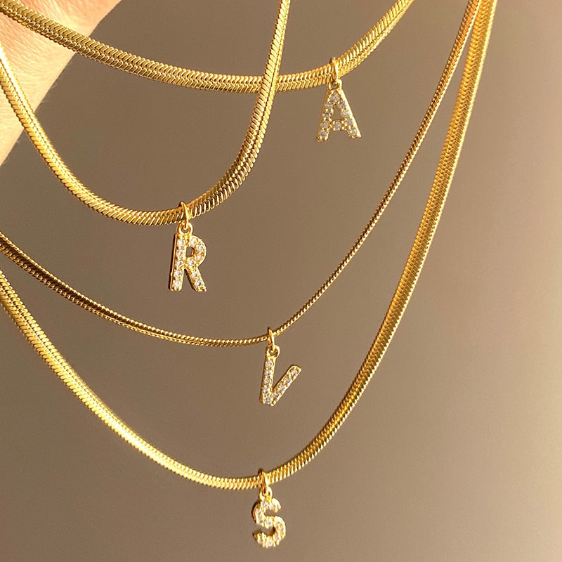 Herringbone Initial Necklace
