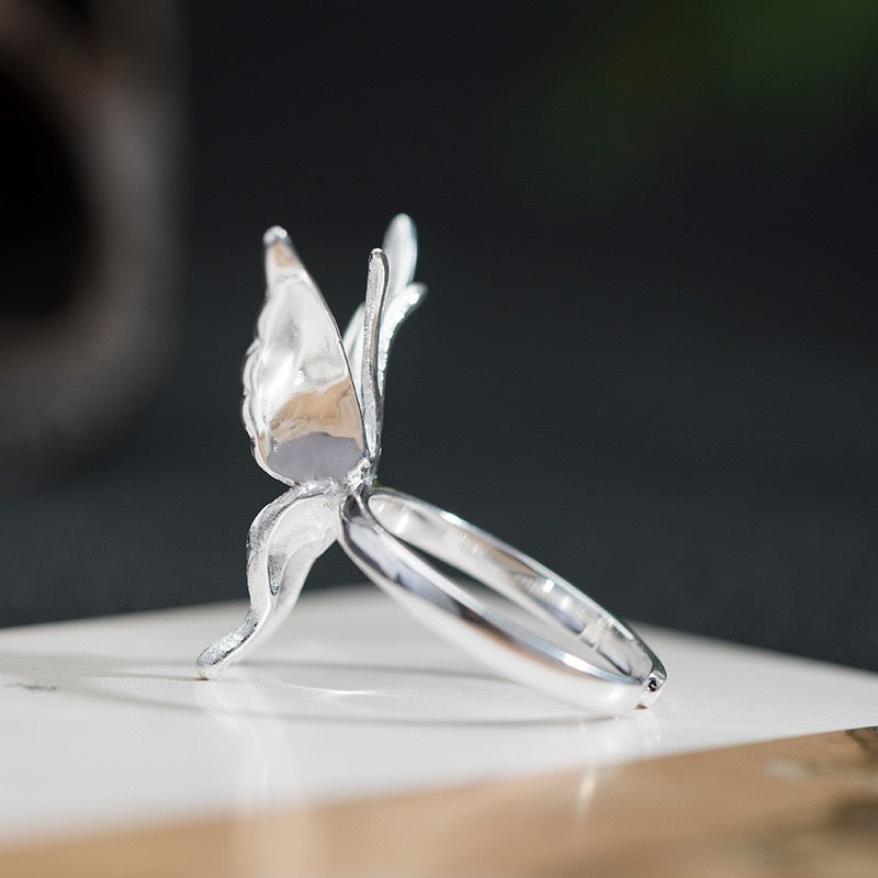 Graceful Silver Butterfly Ring