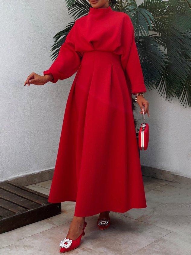 Plain Regular Fit Elegant High Waist Skirt