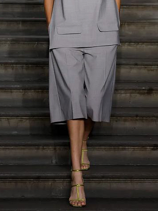Loose Plain Elegant Shorts Straight pants