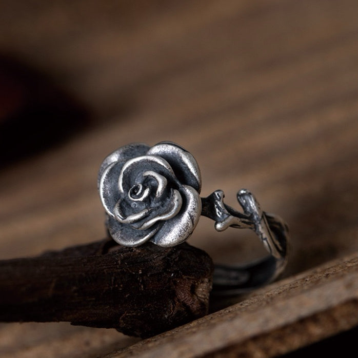 Vintage Style Silver Rose Ring