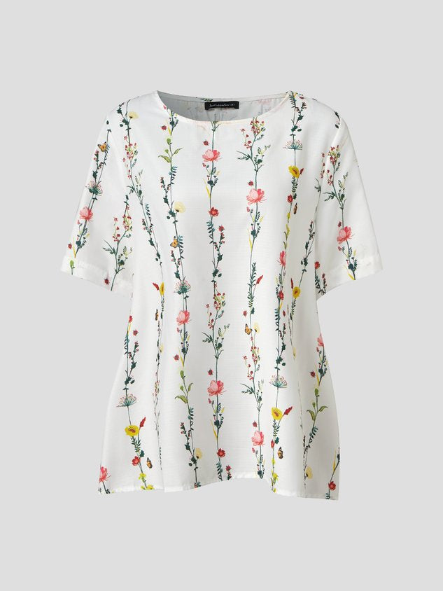 JFN Casual Crew Neck Floral Tunic Top