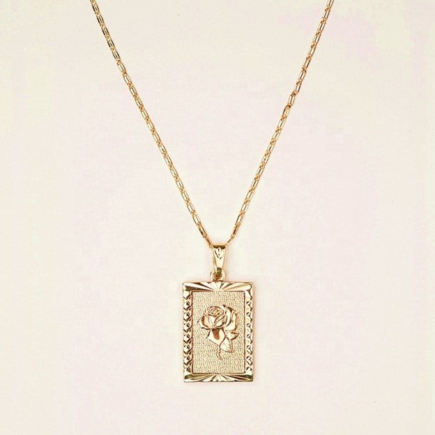 Rose Square Pendant Necklace
