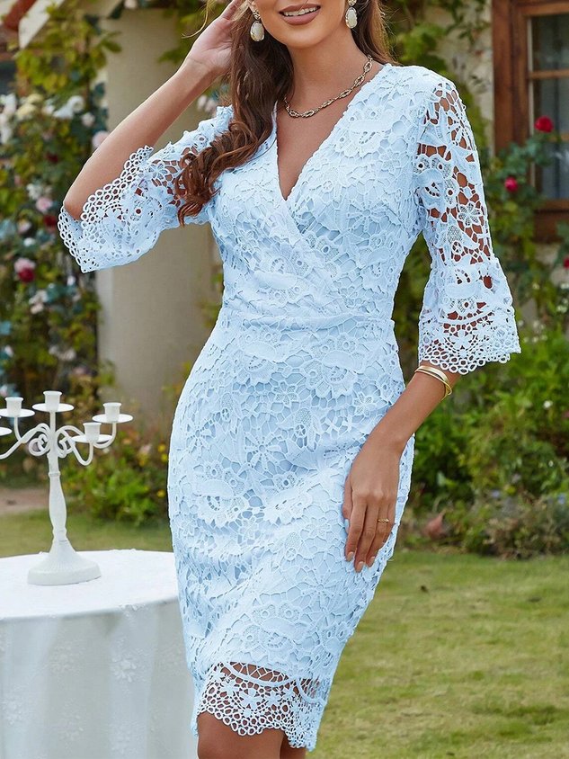 Elegant Lace Cross Regular Fit Dress