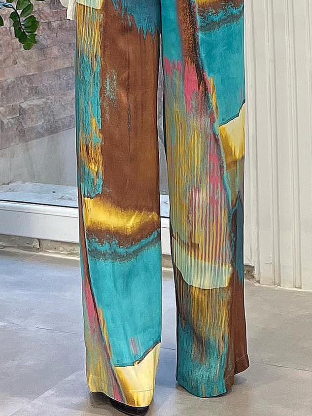 Abstract Loose Elegant Long Pants Straight pants