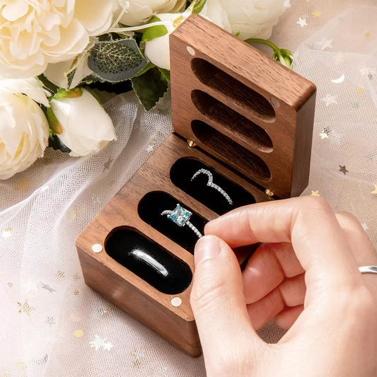 Engagement/Anniversary, Wedding Ceremony Ring Bearer Box for 3 Rings, Couples Newlyweds Valentine's Day Gift