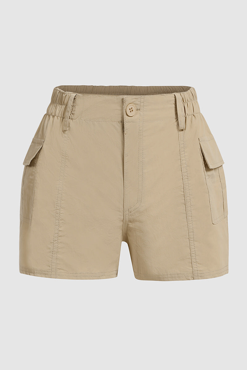 Flap Pocket Stitch Trim Low Waist Shorts