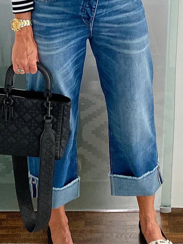 Plain Loose Urban Jeans Denim Straight pants