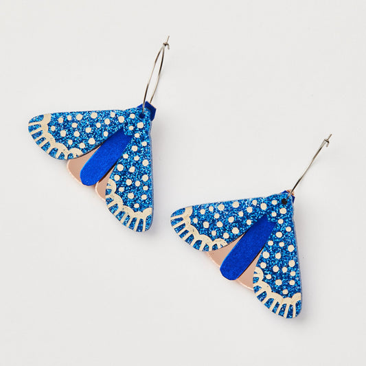 Moth Earrings - Indigo