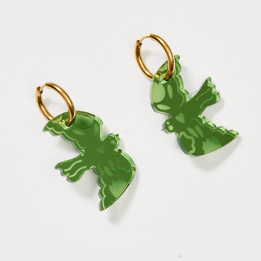 Large Bird Earrings - Fern