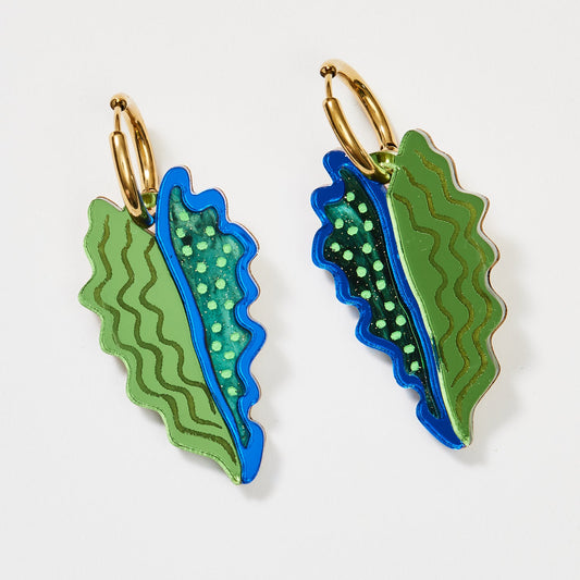 Big Leaf Earrings - Fern / Navy