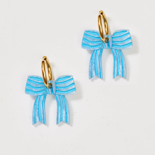 Bow Earrings - Baby Blue