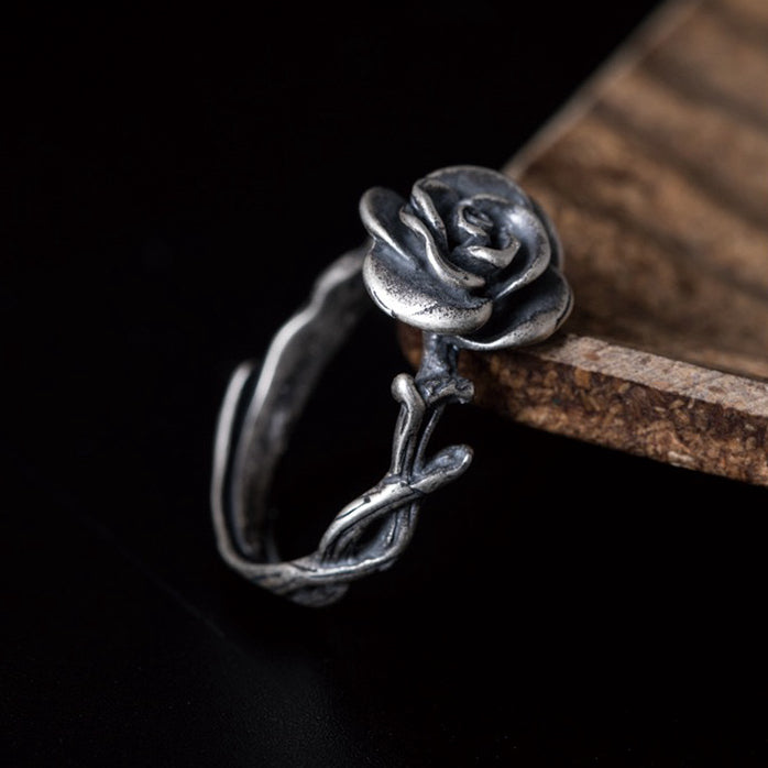 Vintage Style Silver Rose Ring