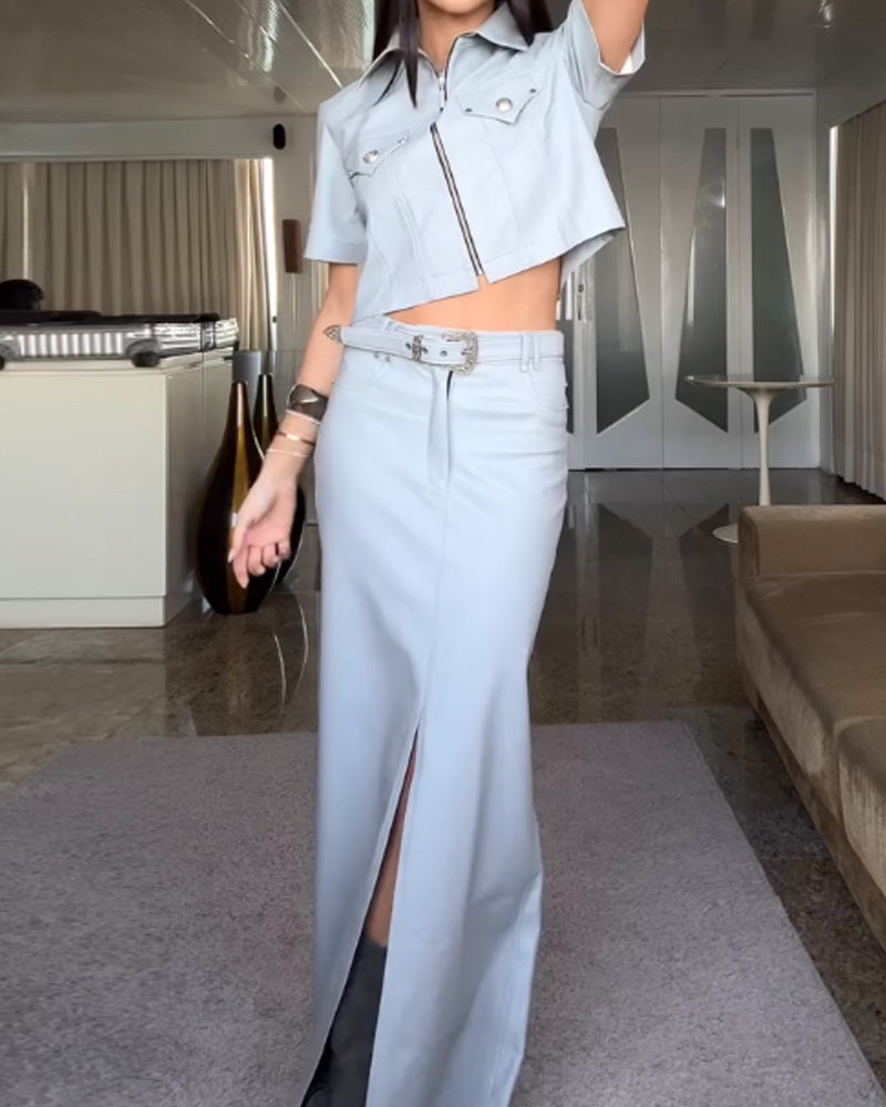 Lapel casual solid color two-piece suit