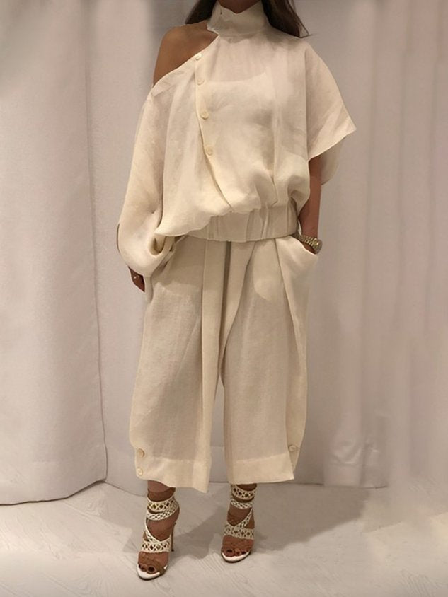 Loose Casual Plain Linen Pants