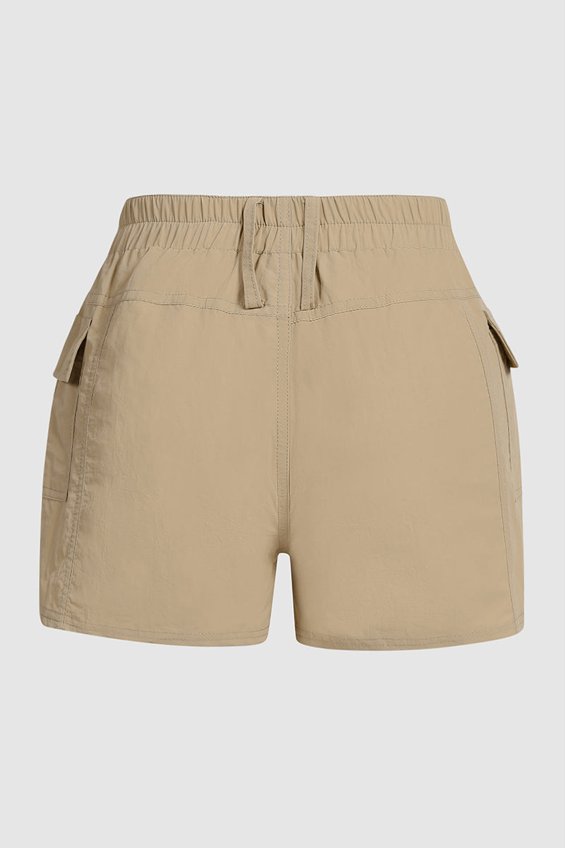 Flap Pocket Stitch Trim Low Waist Shorts